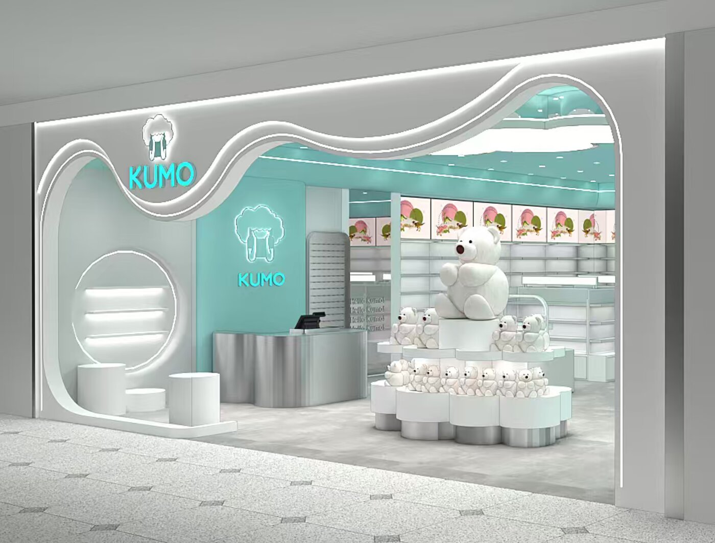 KUMO storefront with cloud logo sign